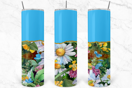 Blue with Daisy 30 oz. Tumbler