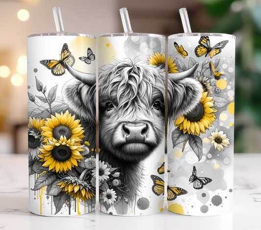 Highland Calf w/ sunflowers Tumbler