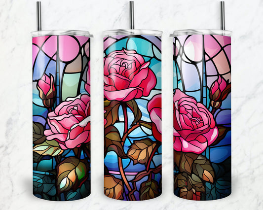 Stained Glass Roses 30 Oz Tumbler